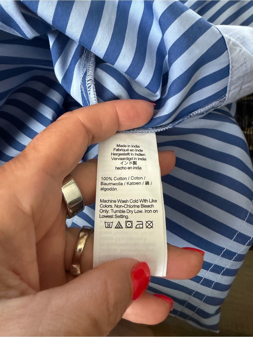 Madewell NWT Dark Blue & Light Blue Striped Cotton Midi Skirt Pockets Size - Picture 7 of 8